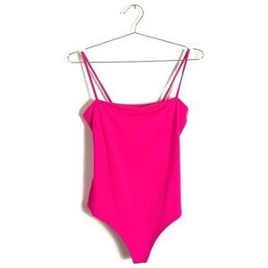 SUSANA MONACO Square Neck Bodysuit Pink Size XL
